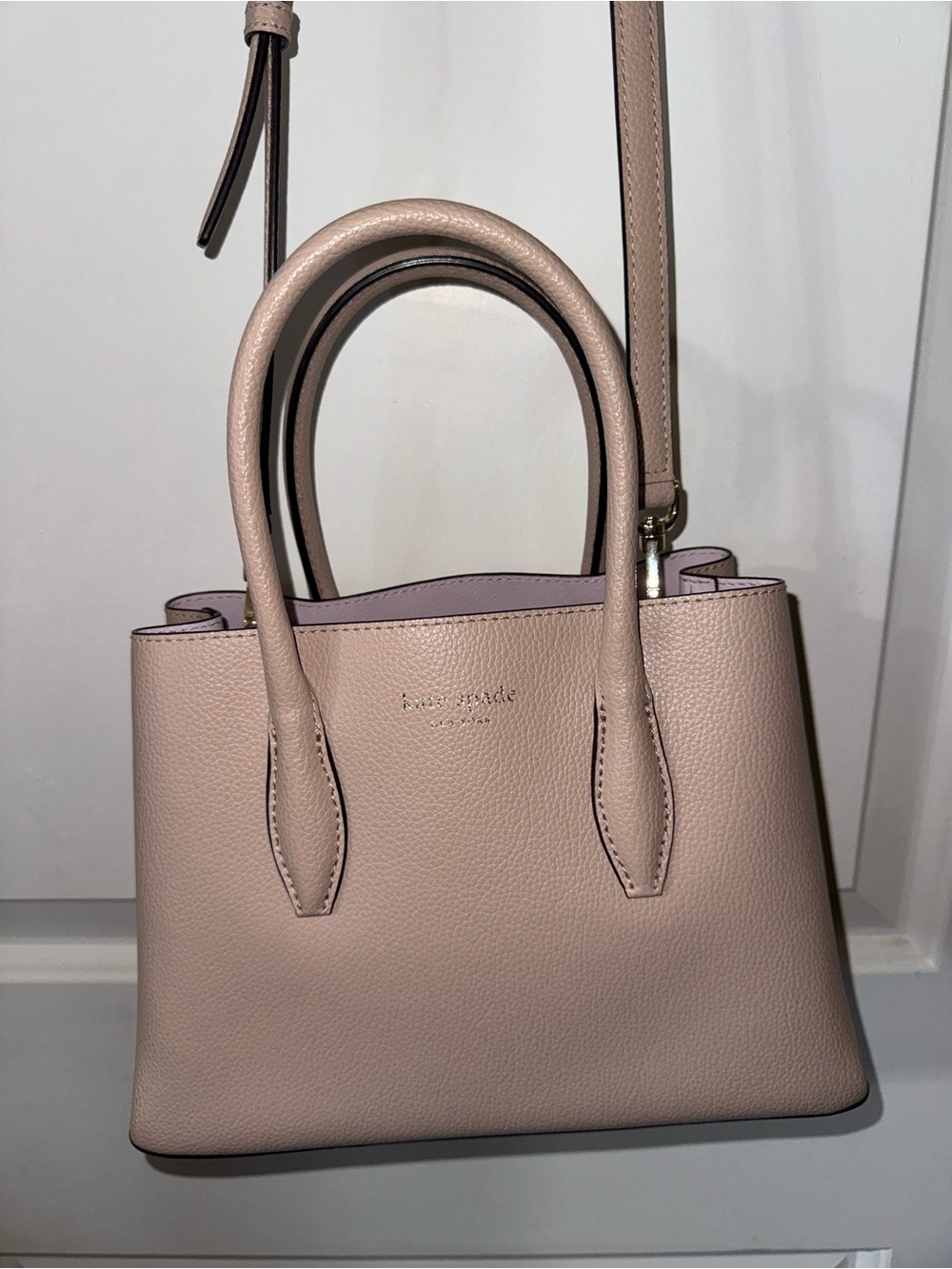 kate spade Taupe/Pink Leather Satchel/crossbody🌸🌸 - Picture 2 of 9